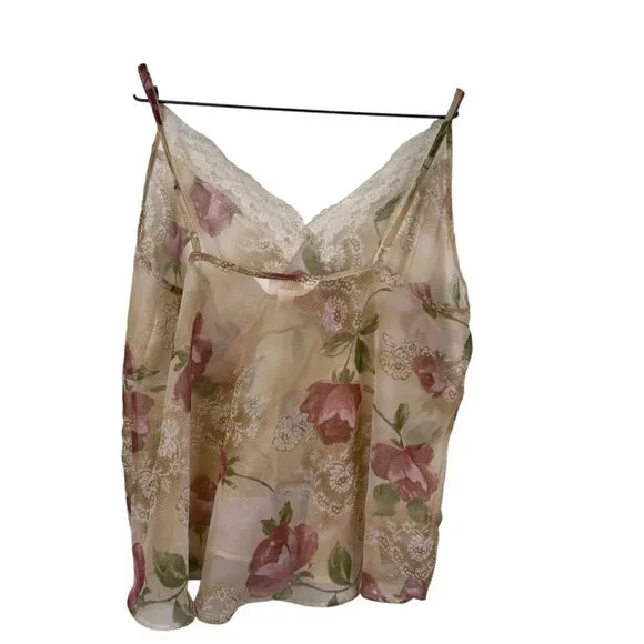 Avenue Body Babydoll Cami Women's Semi Sheer Lace Floral Multicolor Sz 18/20 - Picture 2 of 10